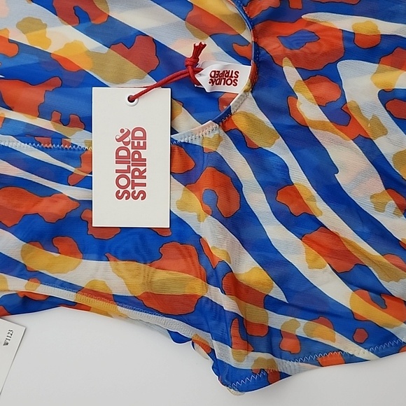 SOLID & STRIPED Luela Leopard Zebra Blue Orange Print Mesh Swimsuit Sz  Medium - Picture 7 of 14